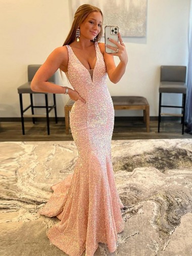Sem Mangas Decote V Lantejoulas Veludo Comboio Varredela Vestido de Festa Mais Barato