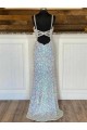 Sem Mangas Decote V Lantejoulas Veludo Comboio Varredela Vestidos de Festa / Vestido de Noiva Mais Barato