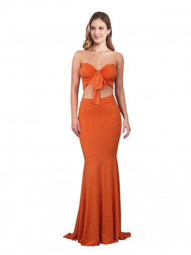Sem Mangas Sem alças Spandex Laranja Comprimento Chão Vestidos de Madrinha / Vestidos de Noite / Vestidos de Festa Mais Barato