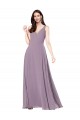 Sem Mangas Decote V Chiffon Lavanda Escura Comprimento Chão Vestidos de Madrinha / Vestidos de Noite Mais Barato