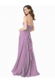 Sem Mangas Cabeçada Chiffon Lavanda Escura Comprimento Chão Vestidos de Madrinha Mais Barato
