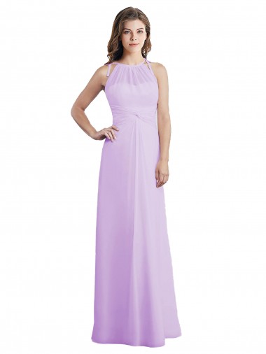Sem Mangas Amor Chiffon Lilás Comprimento Chão Vestidos de Madrinha Mais Barato
