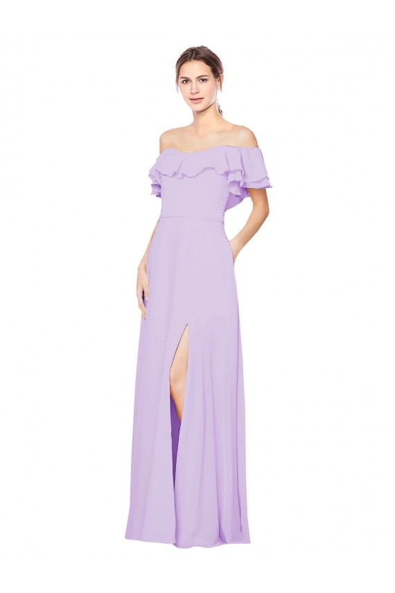 Sem Mangas Sem alças Chiffon Lilás Comprimento Chão Longo Vestidos de Madrinha Mais Barato