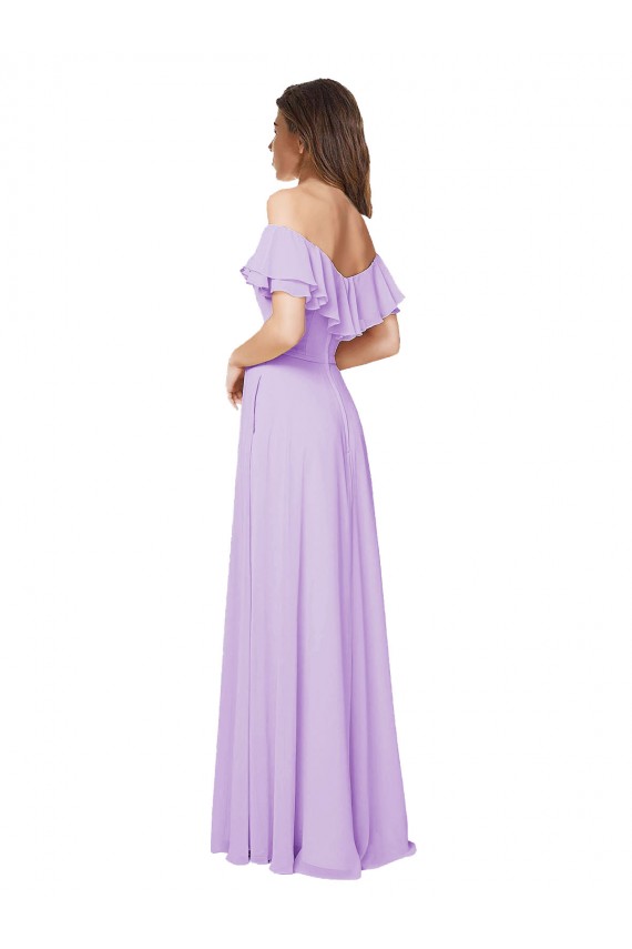 Sem Mangas Sem alças Chiffon Lilás Comprimento Chão Longo Vestidos de Madrinha Mais Barato