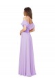 Sem Mangas Sem alças Chiffon Lilás Comprimento Chão Longo Vestidos de Madrinha Mais Barato