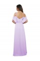Ombro Frio Amor Chiffon Lilás Comprimento Chão Vestidos de Madrinha Mais Barato