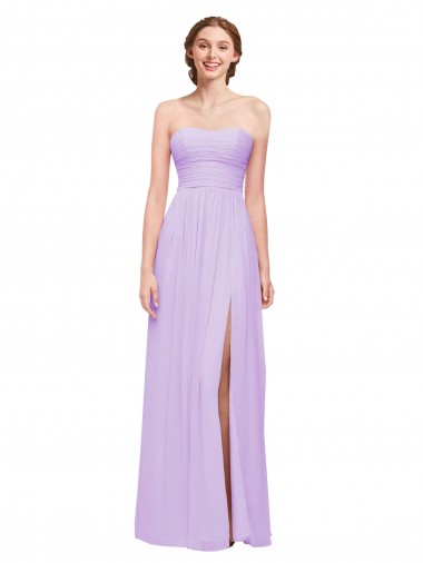 Sem Mangas Sem alças Chiffon Lilás Comprimento Chão Vestidos de Madrinha Mais Barato
