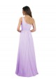 Sem Mangas Um Ombro Chiffon Lilás Comprimento Chão Vestidos de Festa / Vestidos de Madrinha Mais Barato