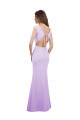 Mangas Curtas Decote redondo Chiffon Lilás Comprimento Chão Vestidos de Madrinha Mais Barato