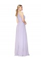 Sem Mangas Decote Alto Chiffon Lilás Comprimento Chão Vestidos de Madrinha / Vestidos de Noite / Vestidos de Festa Mais Barato