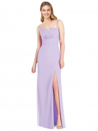 Sem Mangas Sem alças Chiffon Lilás Comprimento Chão Sereia Vestidos de Madrinha Mais Barato