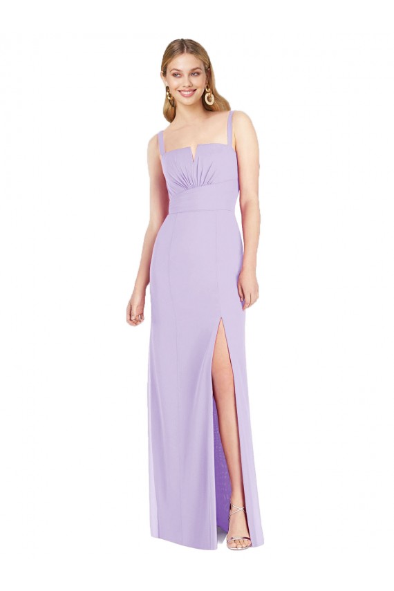 Sem Mangas Sem alças Chiffon Lilás Comprimento Chão Sereia Vestidos de Madrinha Mais Barato