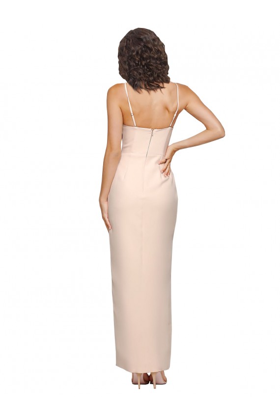 Sem Mangas Sem alças Crepe Esticado Nu Comprimento Chão Vestidos de Madrinha / Vestidos de Festa Mais Barato