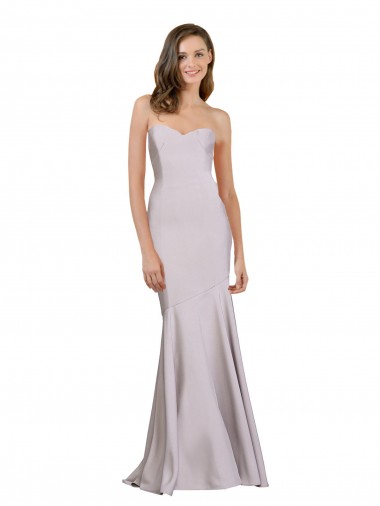 Sem Mangas Sem alças Crepe Esticado Lilás Ártico Comprimento Chão Vestido de Madrinha / Vestido de Festa Mais Barato