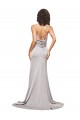 Sem Mangas Decote Alto Cetim Elástico Comboio Varredela Vestidos de Madrinha / Vestidos de Noite / Vestidos de Festa Mais Barato