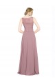 Sem Mangas Decote Ilusão Chiffon & Renda Comprimento Chão Vestidos de Madrinha / Vestidos de Festa Mais Barato