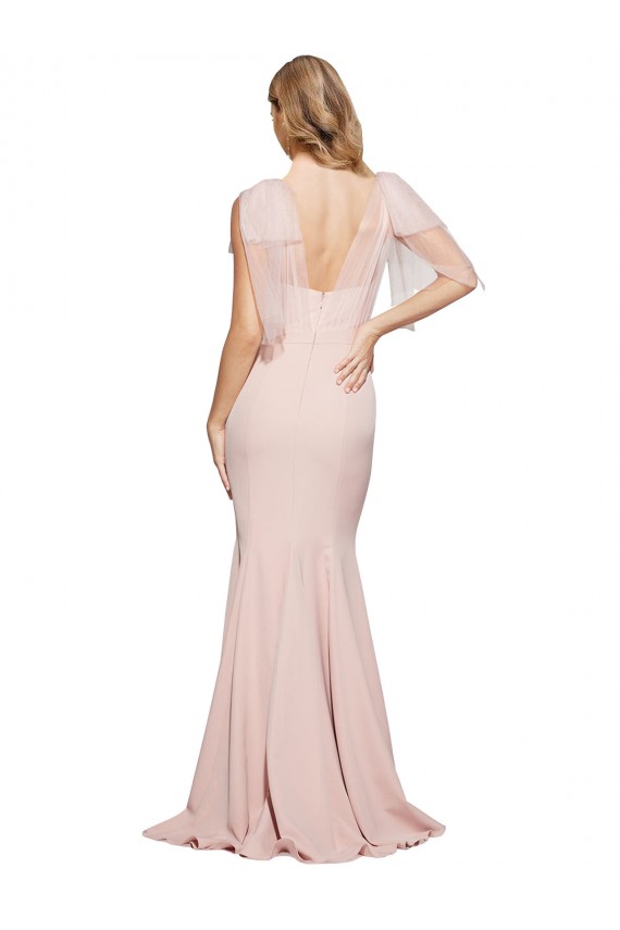 Sem Mangas Amor Crepe Esticado & Tule Malva Comprimento Chão Vestidos de Madrinha / Vestidos de Noite / Vestidos de Festa Mais Barato