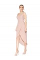 Sem Mangas Decote Alto Crepe Esticado Malva Alto Baixo Vestidos de Madrinha / Vestidos de Noite / Vestidos de Festa Mais Barato