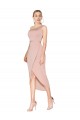 Sem Mangas Decote Alto Crepe Esticado Malva Alto Baixo Curto Vestidos de Madrinha / Vestidos de Noite / Vestidos de Festa Mais Barato
