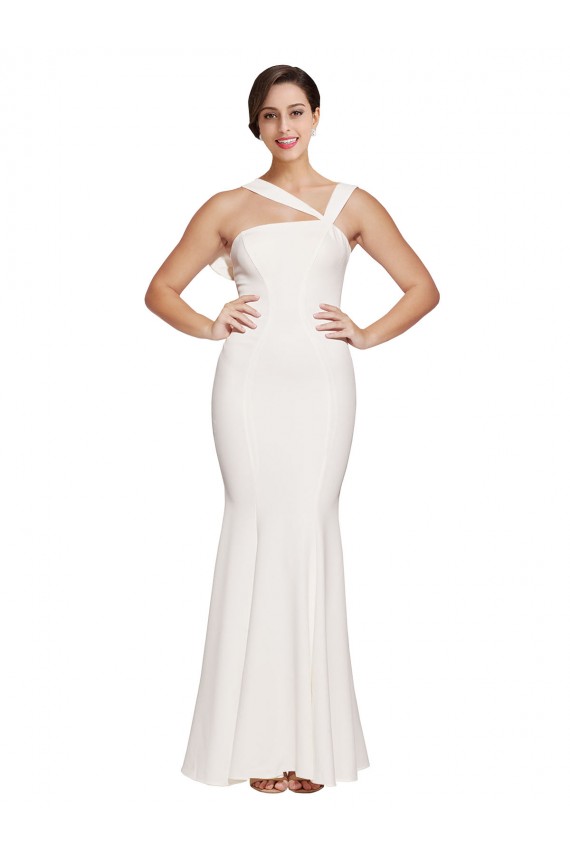Sem Mangas Decote Quadrado Crepe Esticado Marfim Comprimento Chão Vestidos de Madrinha / Vestidos de Noite / Vestidos de Festa Mais Barato