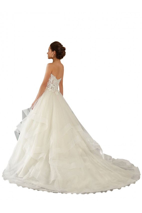 Sem Mangas Amor Cetim & Tule & Renda Marfim Comboio Capela Vestidos de Noiva Mais Barato