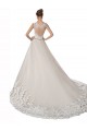 Sem Mangas Amor Tule & Renda Marfim & Champanhe Comboio Capela Linha A Longo Vestidos de Noiva Mais Barato