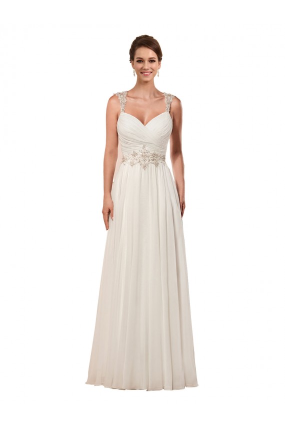 Sem Mangas Amor Chiffon Marfim Comboio Capela Longo Vestidos de Noiva Mais Barato