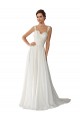 Sem Mangas Amor Chiffon & Renda Marfim Comboio Capela Vestidos de Noiva Mais Barato