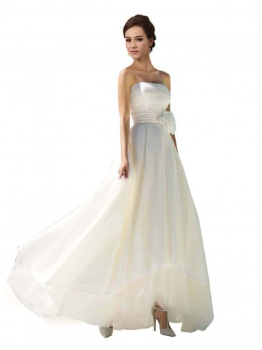 Sem Mangas Sem alças Chiffon Marfim Comprimento Chão Vestidos de Noiva Mais Barato
