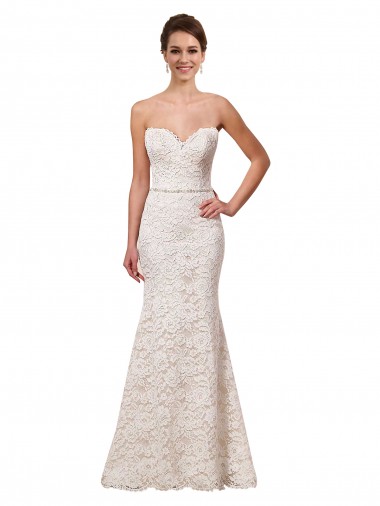 Sem Mangas Amor Renda Marfim Comboio Capela Longo Bainha Vestidos de Noiva Mais Barato