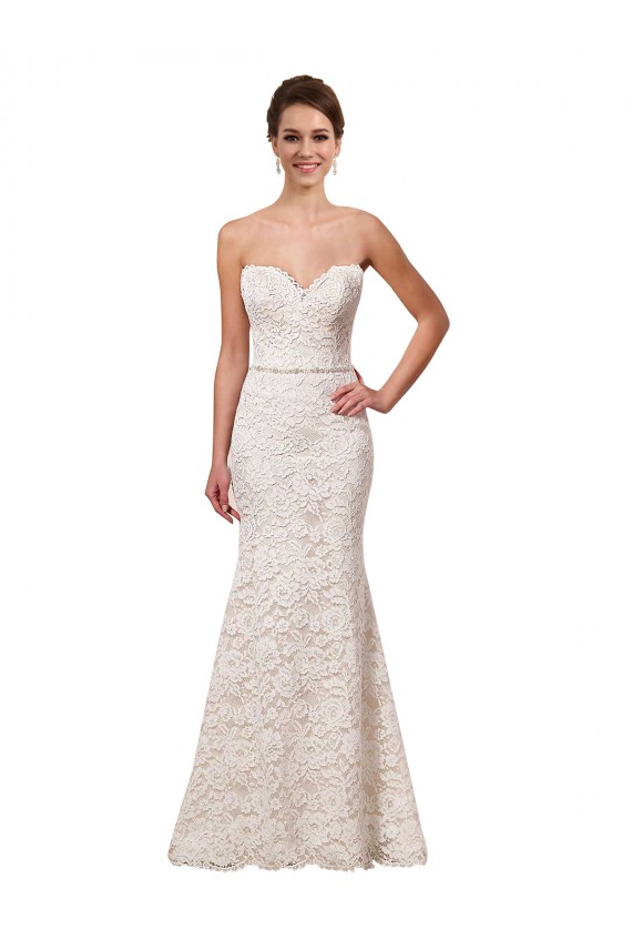 Sem Mangas Amor Renda Marfim Comboio Capela Longo Bainha Vestidos de Noiva Mais Barato