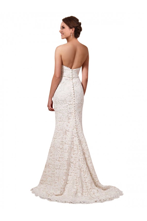 Sem Mangas Amor Renda Marfim Comboio Capela Longo Bainha Vestidos de Noiva Mais Barato