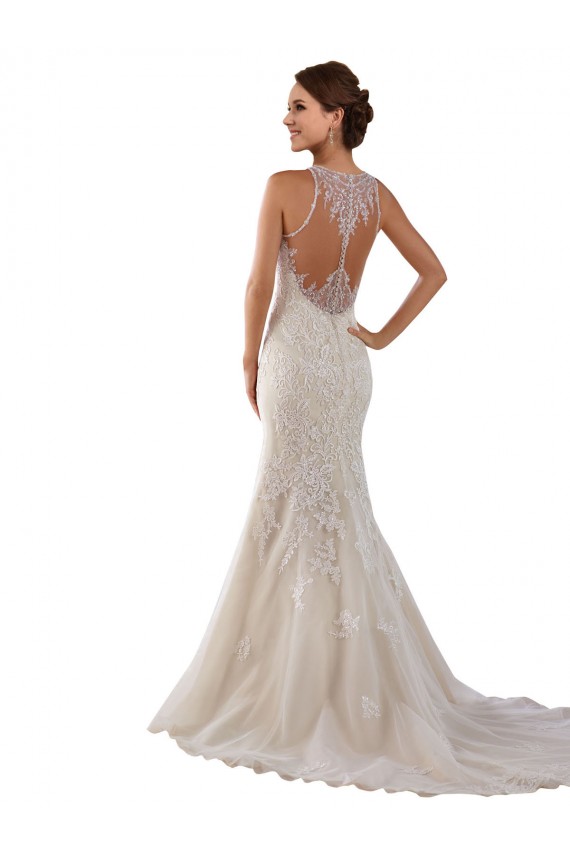 Sem Mangas Amor Renda Marfim Comboio Capela Vestido de Noiva Mais Barato