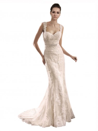 Sem Mangas Amor Tule & Renda Marfim Comboio Capela Vestido de Festa / Vestido de Madrinha Mais Barato