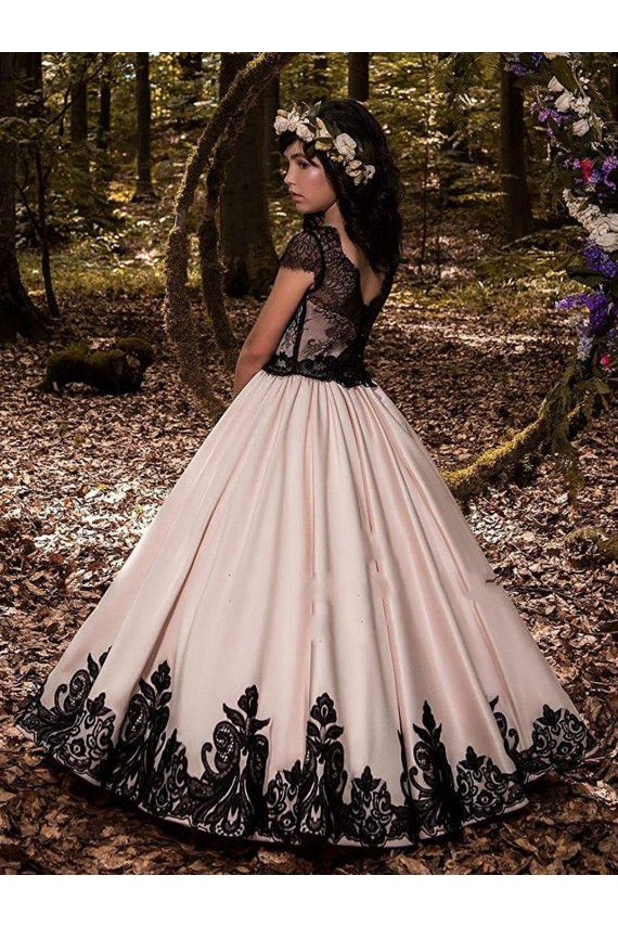 Sem Mangas Amor Cetim & Renda Marfim Comprimento Chão Vestidos para Meninas de Flores Mais Barato