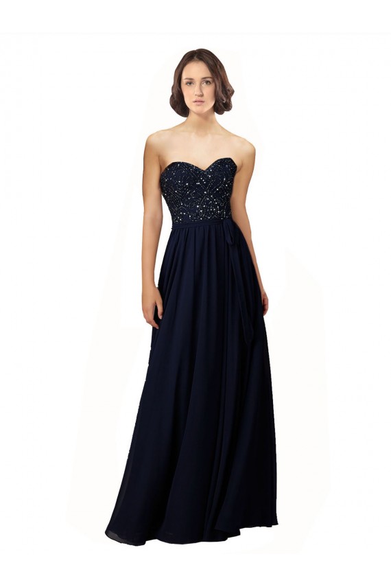 Sem Mangas Amor Chiffon Marinha Negra Comprimento Chão Longo Vestidos de Festa Mais Barato