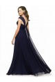 Sem Mangas Amor Chiffon Marinha Negra Comprimento Chão Vestido de Madrinha Formais Mais Barato