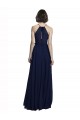Sem Mangas Decote Alto Chiffon Marinha Negra Comprimento Chão Vestidos Formais / Vestidos de Madrinha Mais Barato