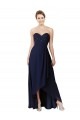 Sem Mangas Amor Chiffon Marinha Negra Alto Baixo Alto Baixo, Vestidos de Madrinha Mais Barato