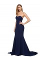 Sem Mangas Amor Crepe Esticado Marinha Negra Comboio Varredela Vestidos de Madrinha / Vestidos de Noite / Vestidos de Festa Mais Barato
