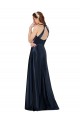 Sem Mangas Decote V Cetim Marinha Negra Comprimento Chão Vestidos de Madrinha / Vestidos de Noite / Vestidos de Festa Mais Barato