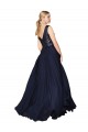 Sem Mangas Decote Alto Chiffon & Lantejoulas Marinha Negra Comprimento Chão Vestidos de Madrinha / Vestidos de Festa Mais Barato