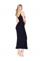 Sem Mangas Decote Alto Chiffon Marinha Negra Comprimento Joelho Vestidos de Madrinha / Vestidos de Noite / Vestidos de Festa Mais Barato