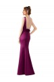 Sem Mangas Barco Cetim Merlot Comprimento Chão Vestidos de Madrinha / Vestidos de Noite / Vestidos de Festa Mais Barato