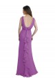 Sem Mangas Decote V Chiffon Narciso Comprimento Chão Vestidos de Madrinha Mais Barato