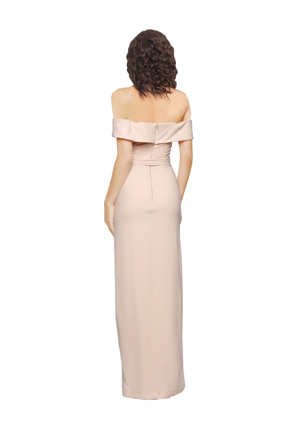 Sem Mangas Fora do Ombro Crepe Esticado Nu Comprimento Chão Vestidos de Madrinha / Vestidos de Noite / Vestidos de Festa Mais Barato