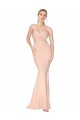 Sem Mangas Decote Alto Crepe Esticado Nu Comprimento Chão Longo Vestidos de Madrinha / Vestidos de Noite / Vestidos de Festa Mais Barato