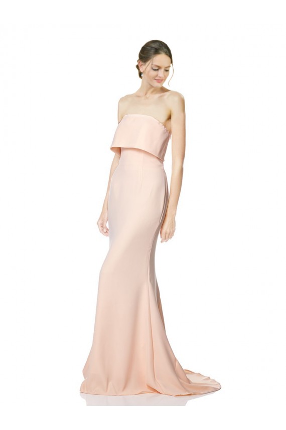 Sem Mangas Decote Alto Crepe Esticado Nu Comprimento Chão Vestidos de Madrinha / Vestidos de Noite / Vestidos de Festa Mais Barato