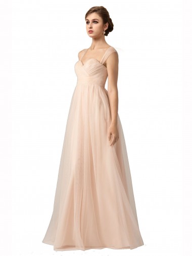Sem Mangas Amor Tule Nu Comprimento Chão Vestido de Festa / Vestido de Madrinha Mais Barato
