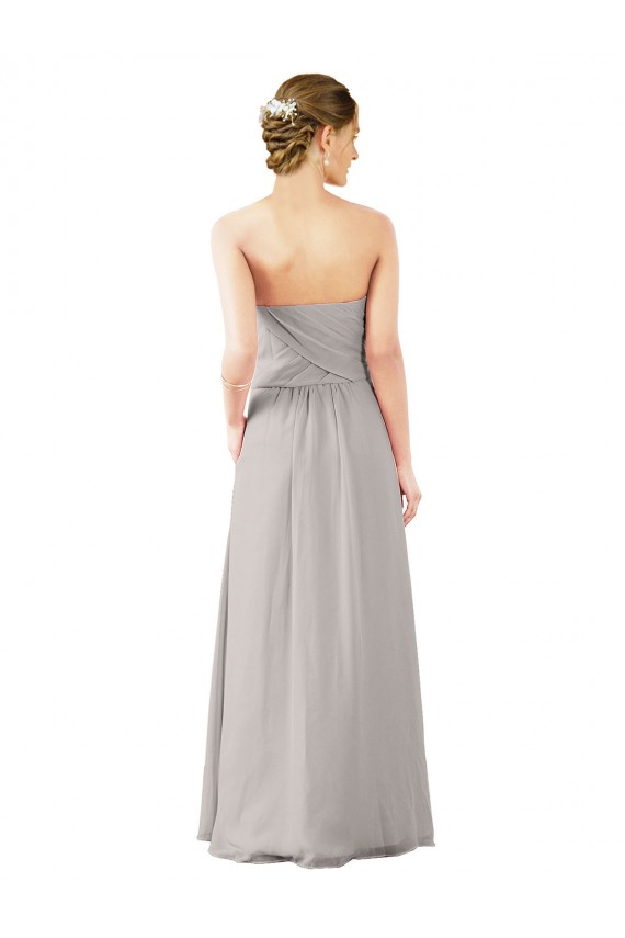 Sem Mangas Sem alças Chiffon Ostra Prata Comprimento Chão Vestidos de Madrinha Mais Barato